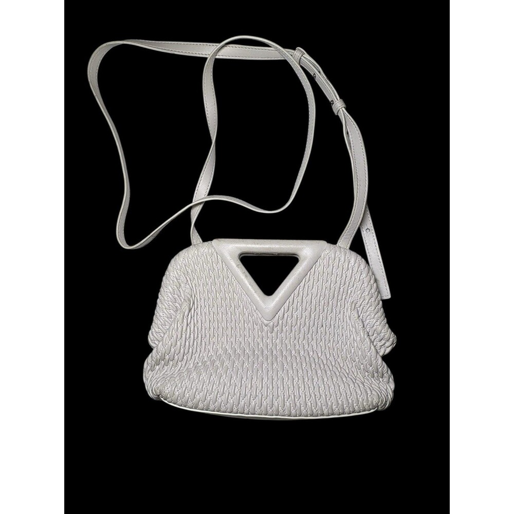 Bottega Veneta White Matelasse Leather Small The Point Triangle Bag